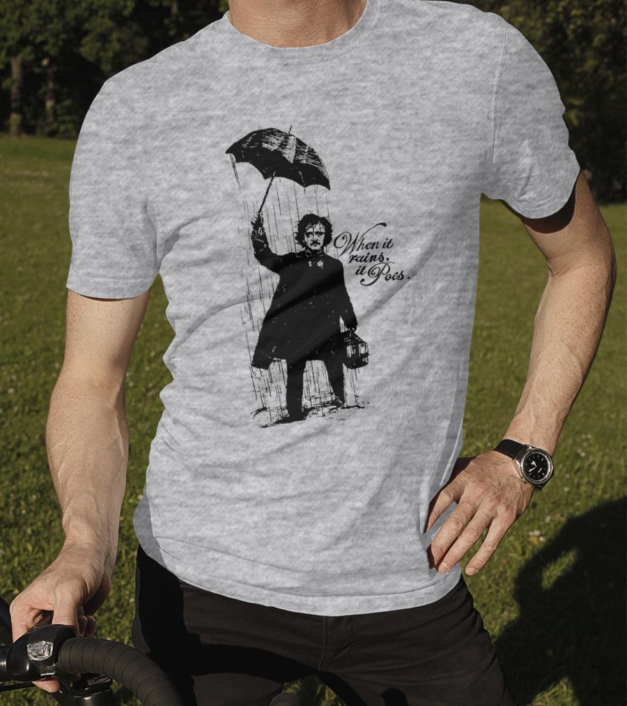 When It Rains It Poes Edgar Umbrella T-Shirt