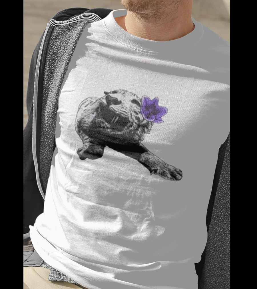 Spirit Blossom Wolf With Purple Flower T-Shirt