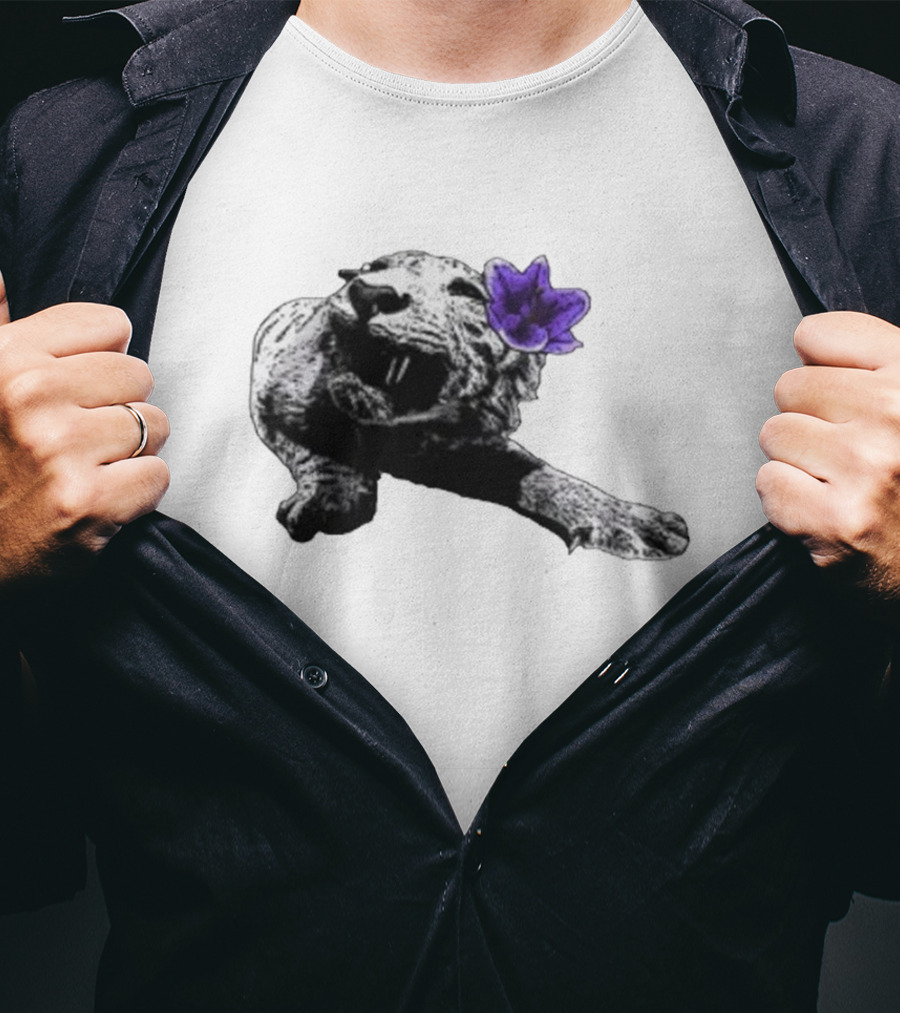 Spirit Blossom Wolf With Purple Flower T-Shirt