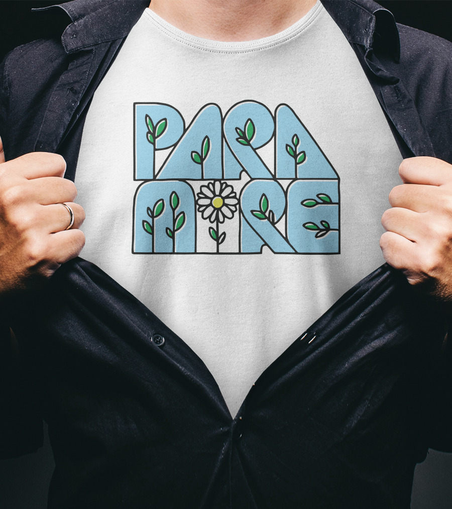 Paramore Flower Leaf Blue Text T-Shirt
