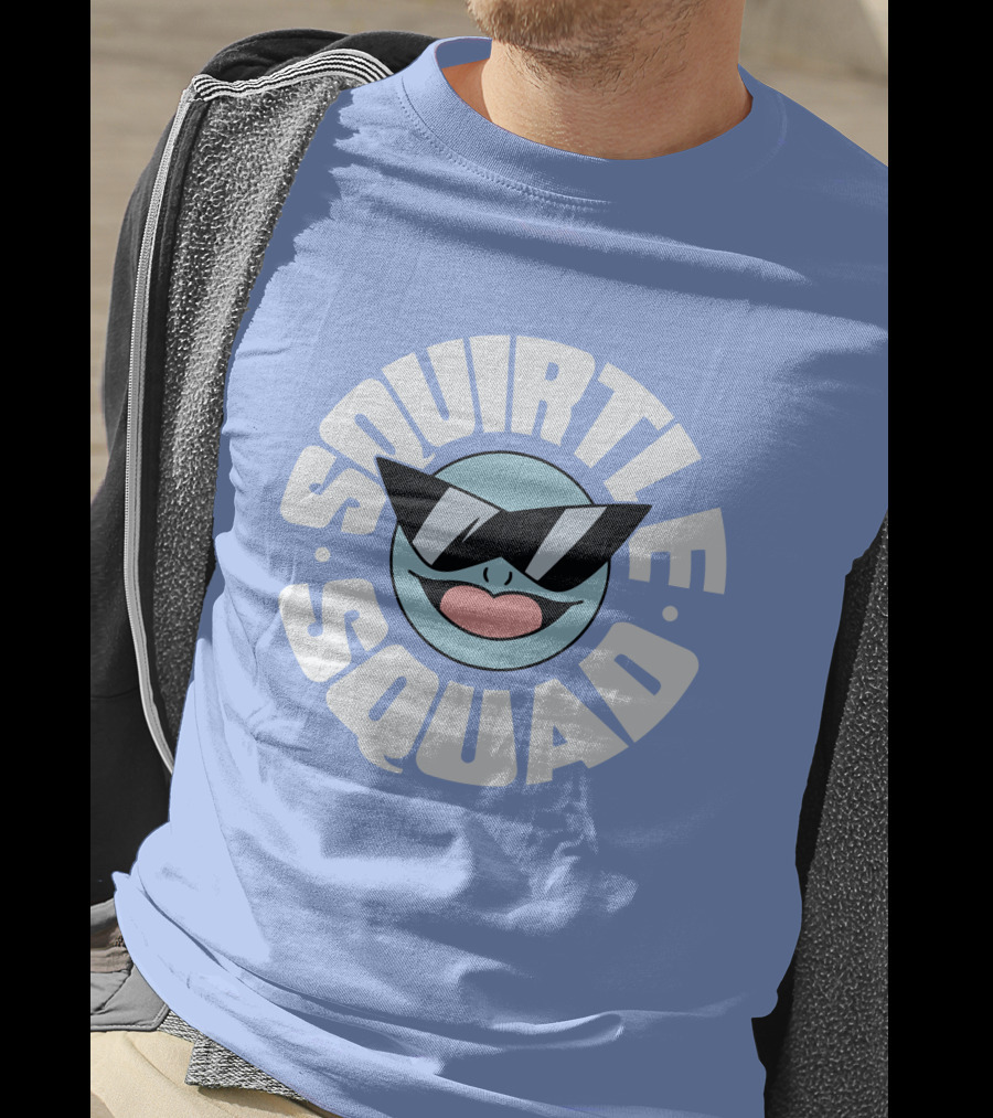 Squirtle Squad Sunglasses Icon Blue Background T-Shirt