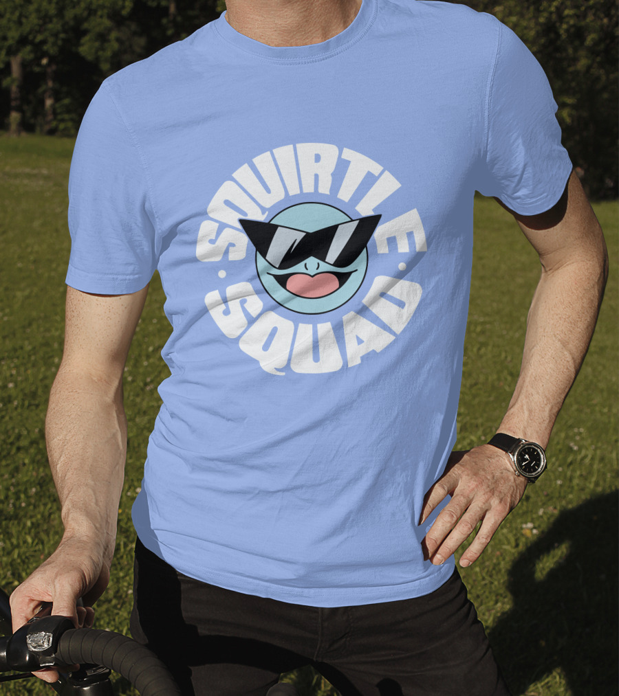 Squirtle Squad Sunglasses Icon Blue Background T-Shirt