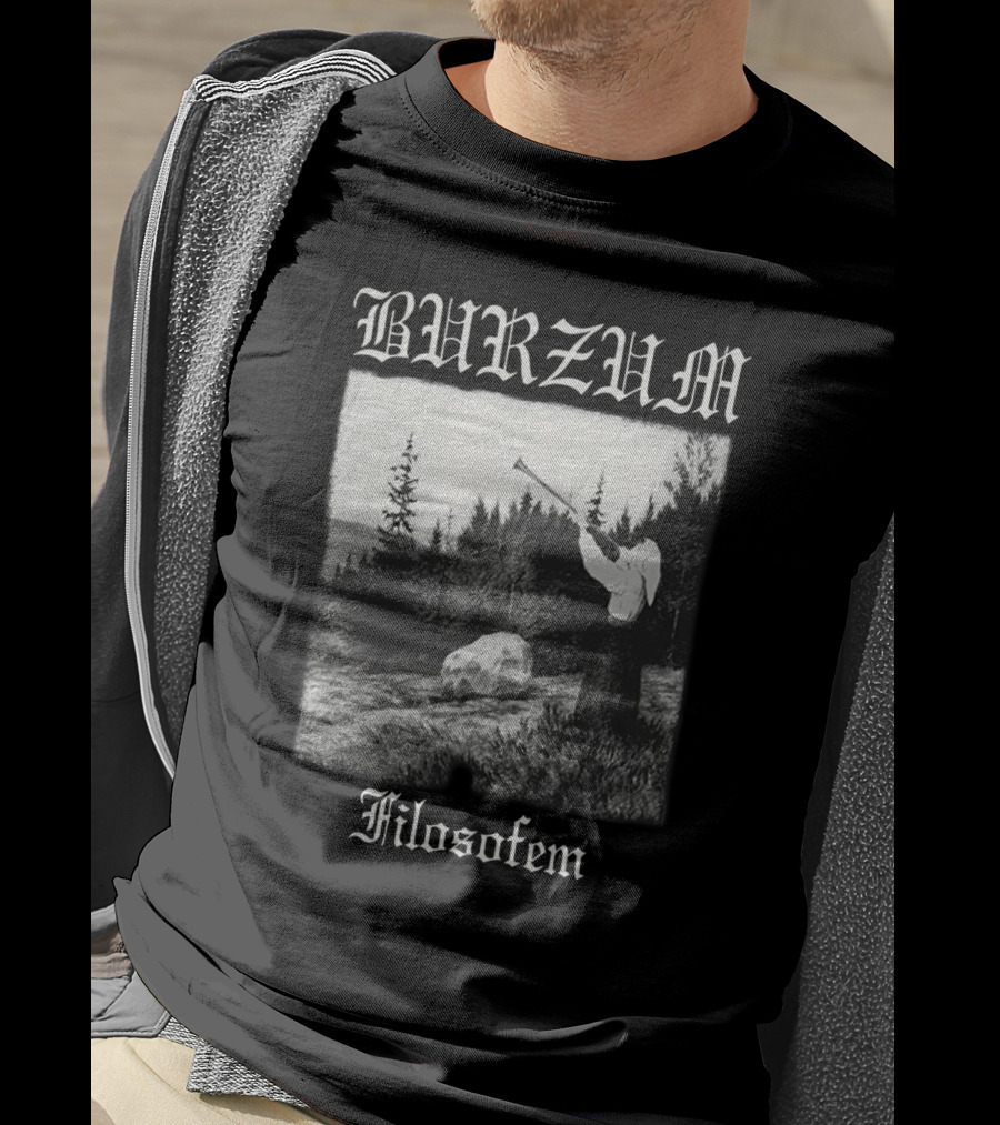 Burzum Filosofem Forest Scene With Figure Playing Horn T-Shirt
