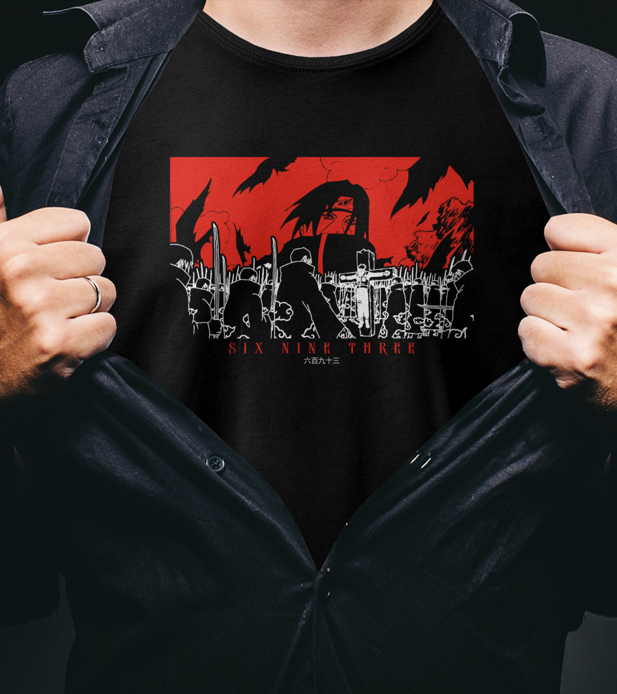Itachi Tsukuyomi Featuring Kakashi Six Nine Three Red And Black Scene T-Shirt