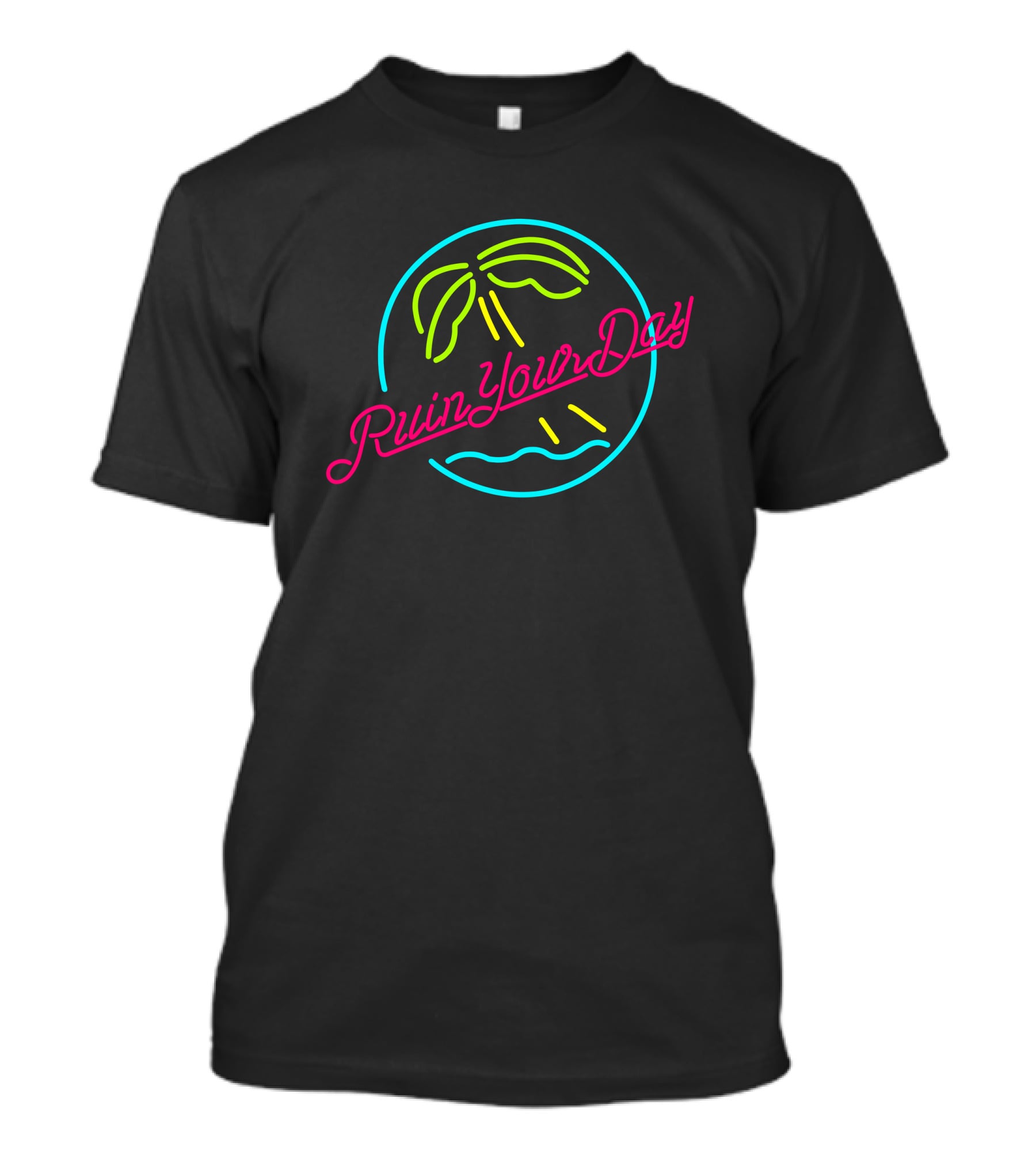 Ruin Your Day Neon Palm Tree Circle T-Shirt