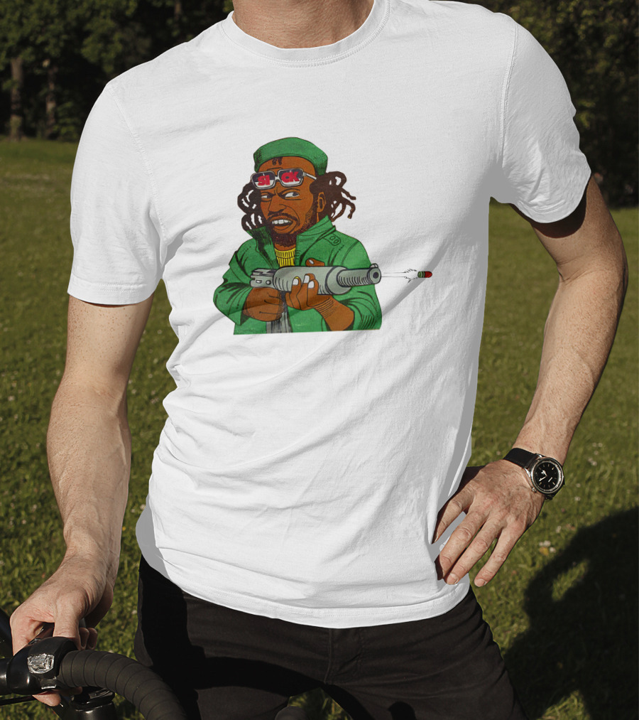 Earl Swea Merch Sick Character With Gun And Dreadlocks In Green T-Shirt