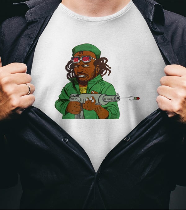 Earl Swea Merch Sick Character With Gun And Dreadlocks In Green T-Shirt