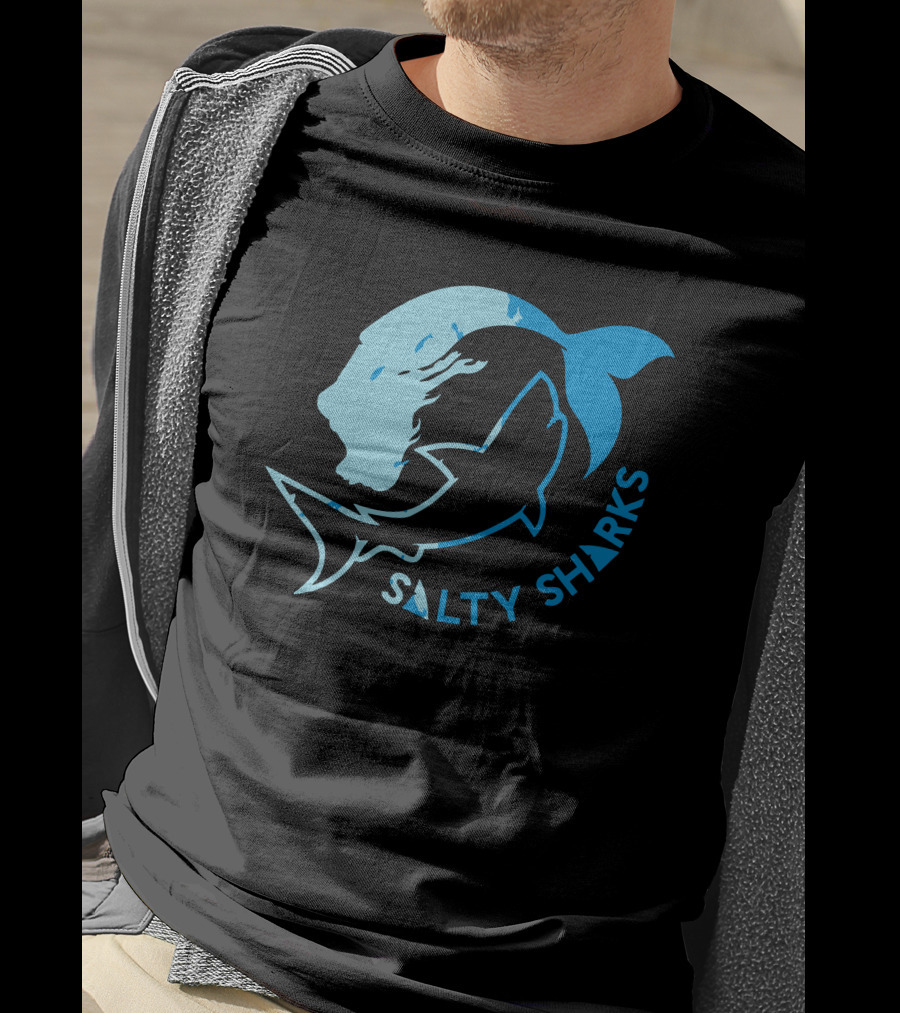 Salty Sharks Logo Blue Ocean Theme Salty Sharks T-Shirt
