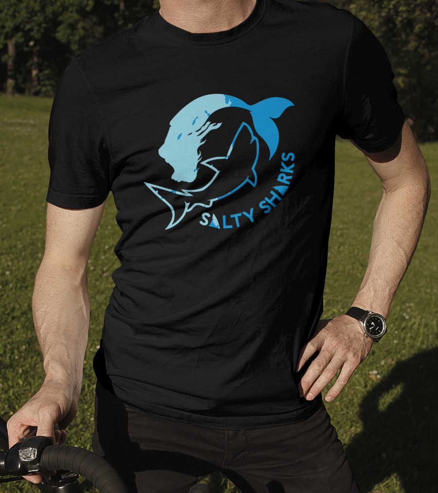 Salty Sharks Logo Blue Ocean Theme Salty Sharks T-Shirt