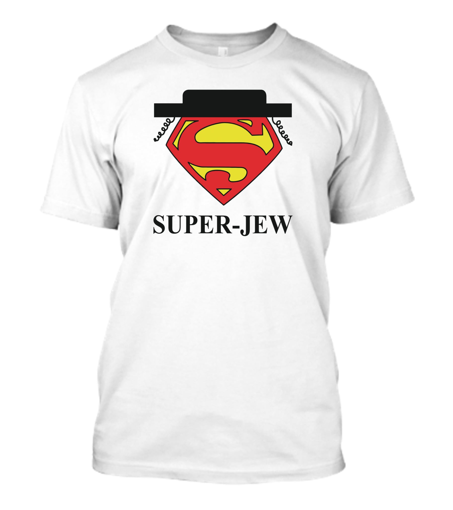 Super-Jew Superman Logo Black Hat Peyos Mixture T-Shirt