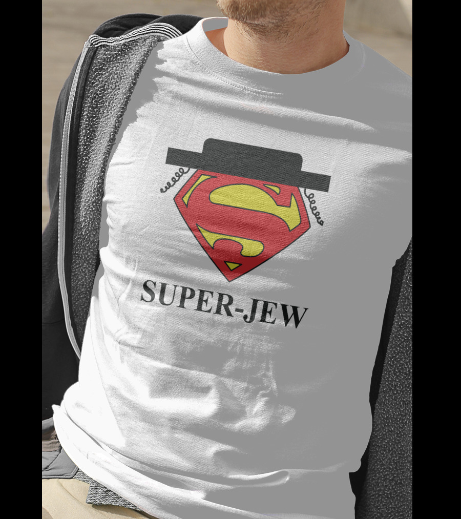 Super-Jew Superman Logo Black Hat Peyos Mixture T-Shirt