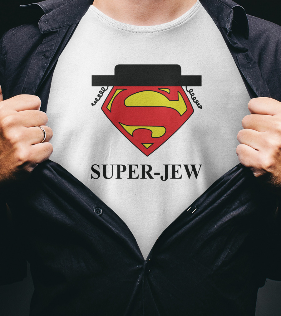 Super-Jew Superman Logo Black Hat Peyos Mixture T-Shirt