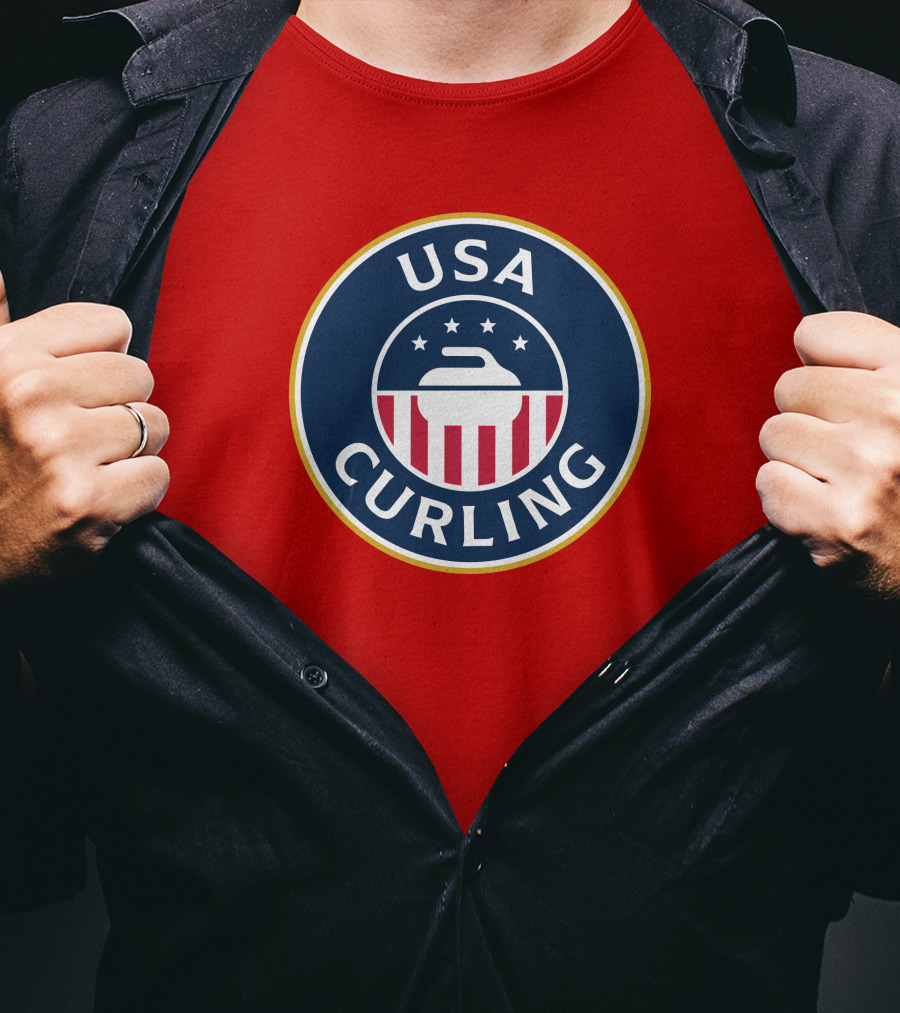 USA Curling Team Peterson Red Emblem T-Shirt
