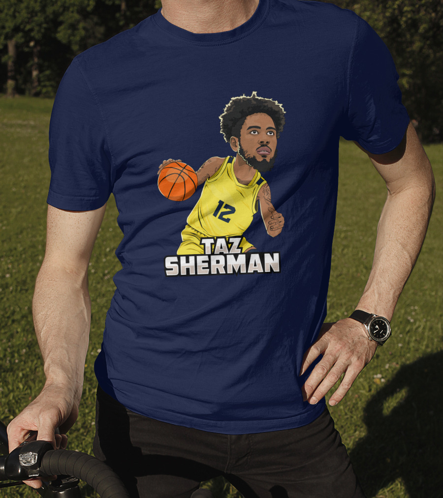 Taz Sherman Basketball Illustration 12 Lakers Jersey Players Trunk Collaboration T-Shirt