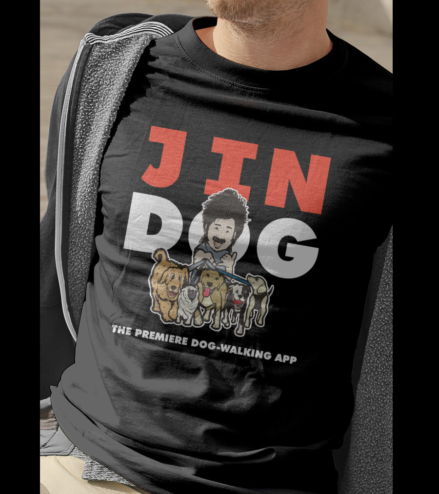 Jindog The Premiere Dog-Walking App Fun Cartoon T-Shirt