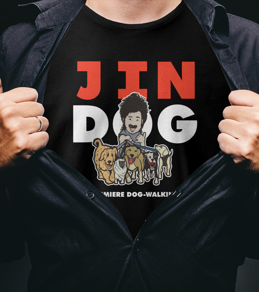 Jindog The Premiere Dog-Walking App Fun Cartoon T-Shirt