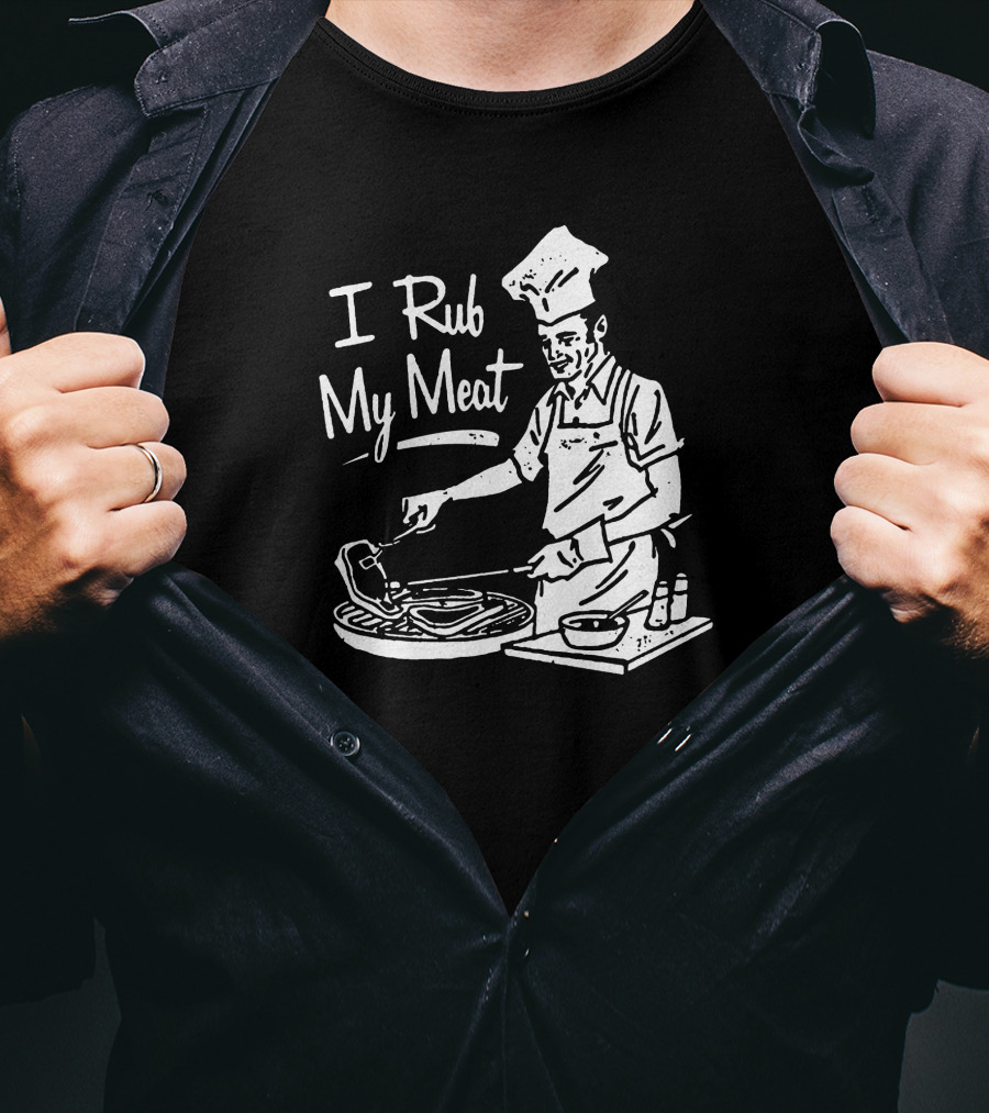 M00nshot I Rub My Meat Chef Grilling Cooking Apron BBQ T-Shirt