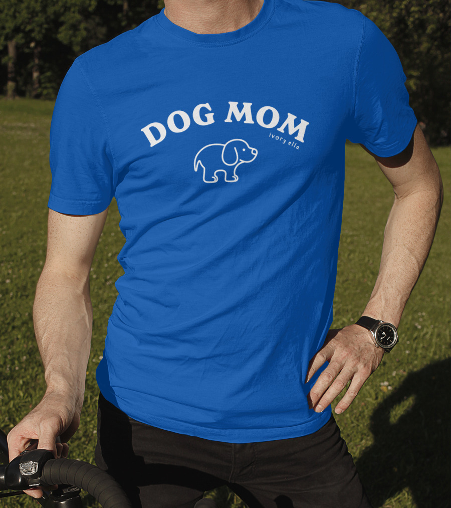 Natalie Decker Ivory Ella Dog Mom Blue T-Shirt