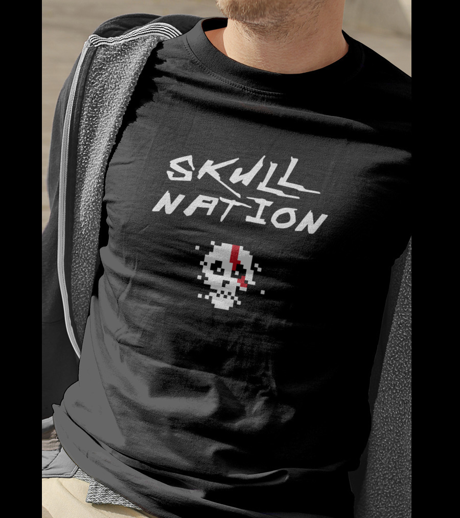 Cryptoskulls Merch Pixelated Skull Nation Retro T-Shirt