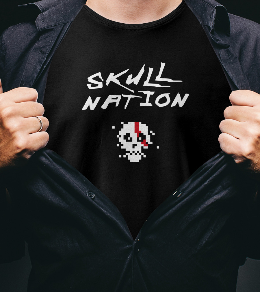 Cryptoskulls Merch Pixelated Skull Nation Retro T-Shirt