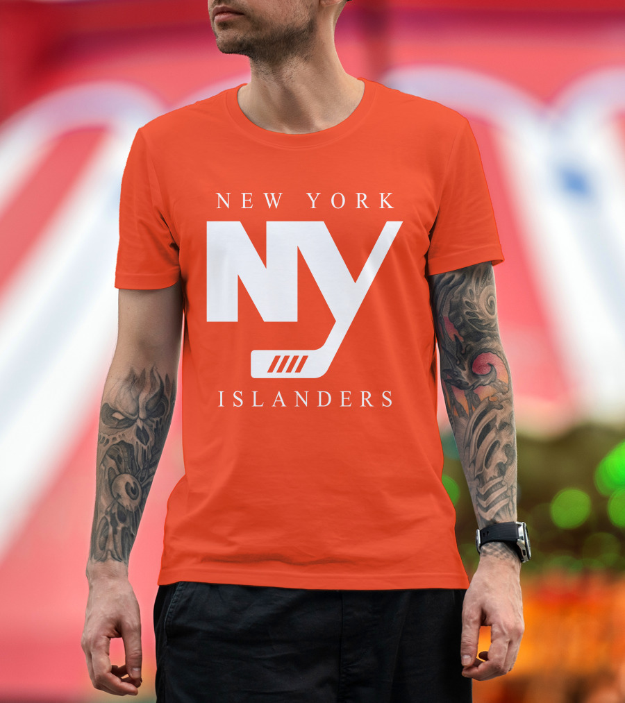 New York Islanders NY Hockey Text Stamp T-Shirt