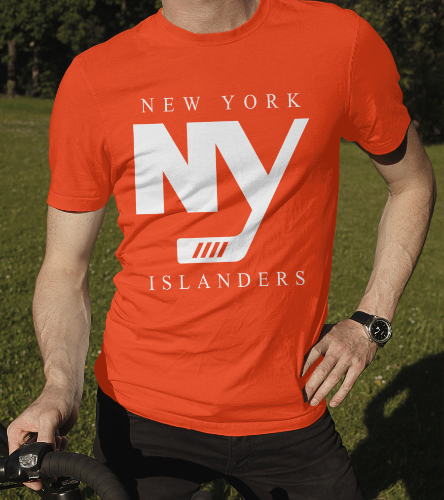 New York Islanders NY Hockey Text Stamp T-Shirt