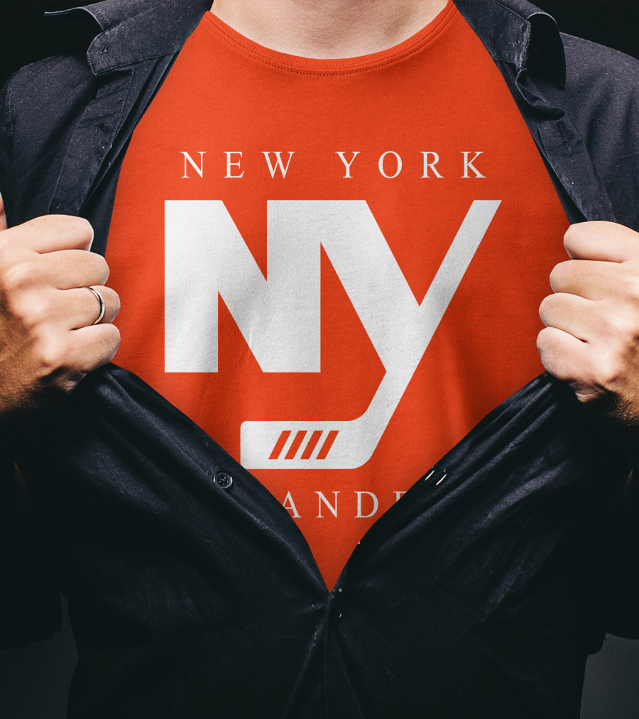 New York Islanders NY Hockey Text Stamp T-Shirt