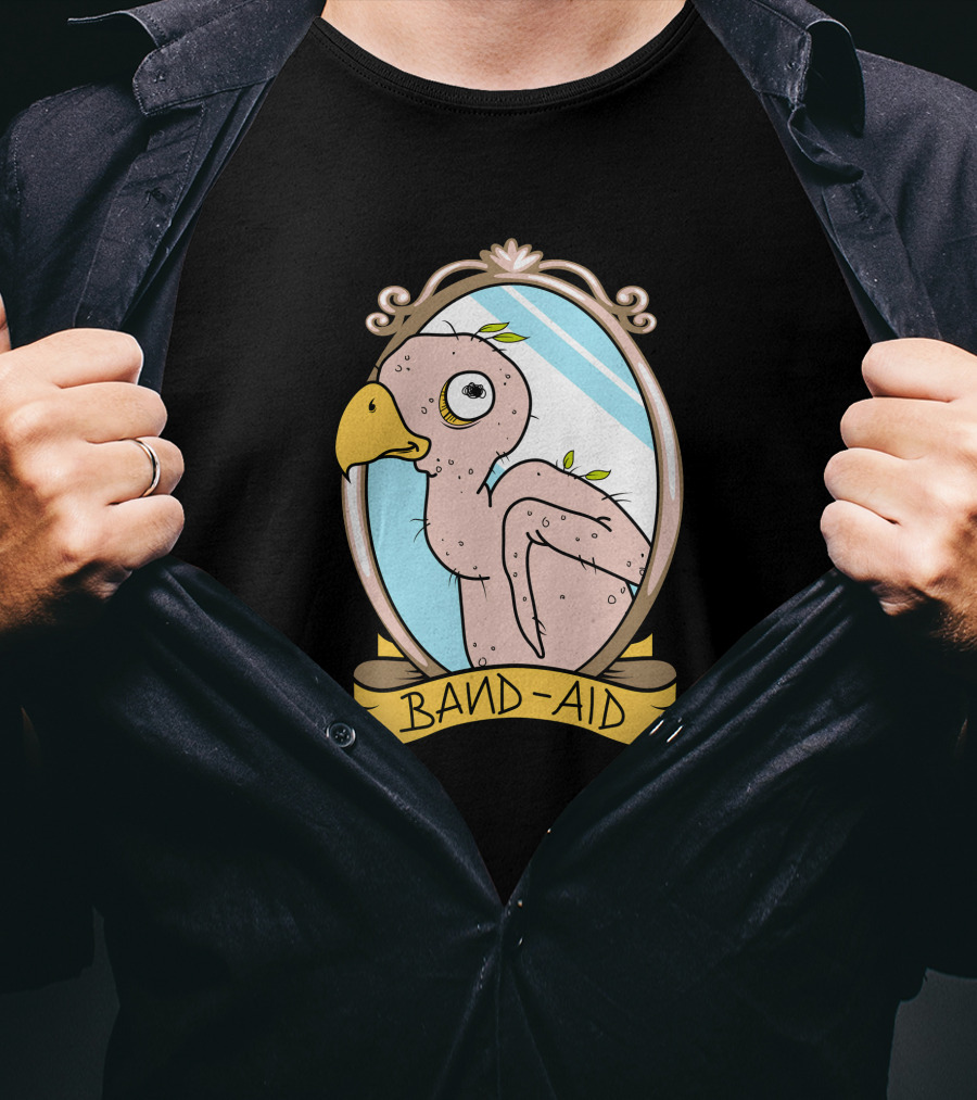 Leigh Mcnasty Merch Band-Aid Quirky Bird Frame T-Shirt
