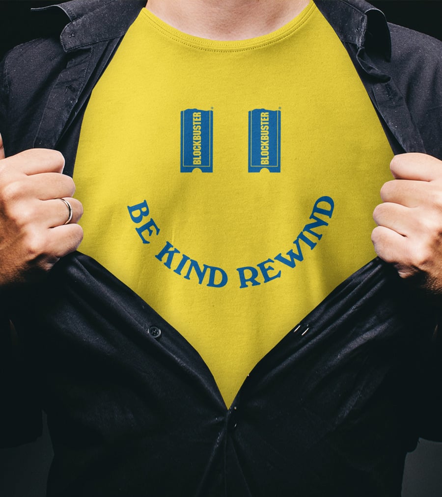 Blockbuster Be Kind Rewind Smiley Face Concept T-Shirt