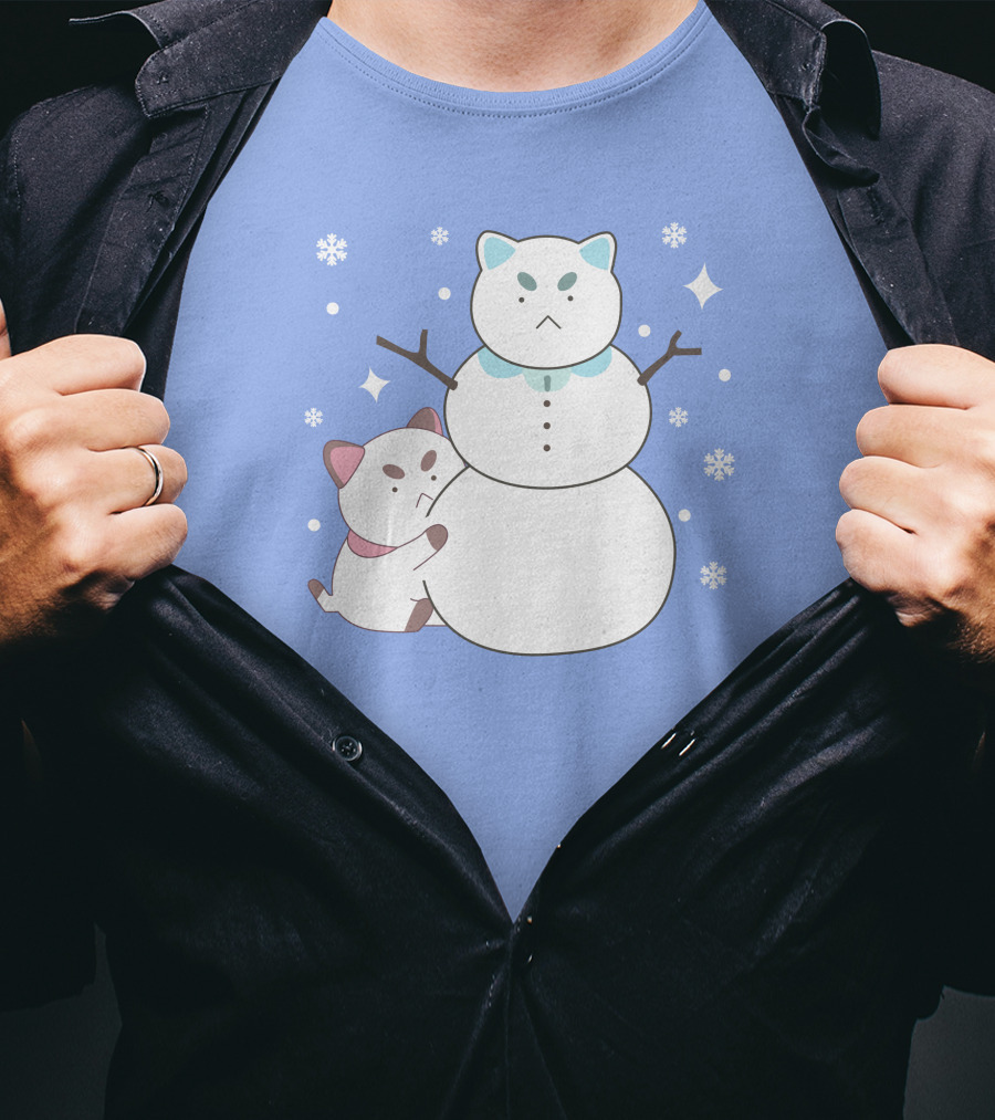 Bee And Puppycat Cute Snowman Scene T-Shirt