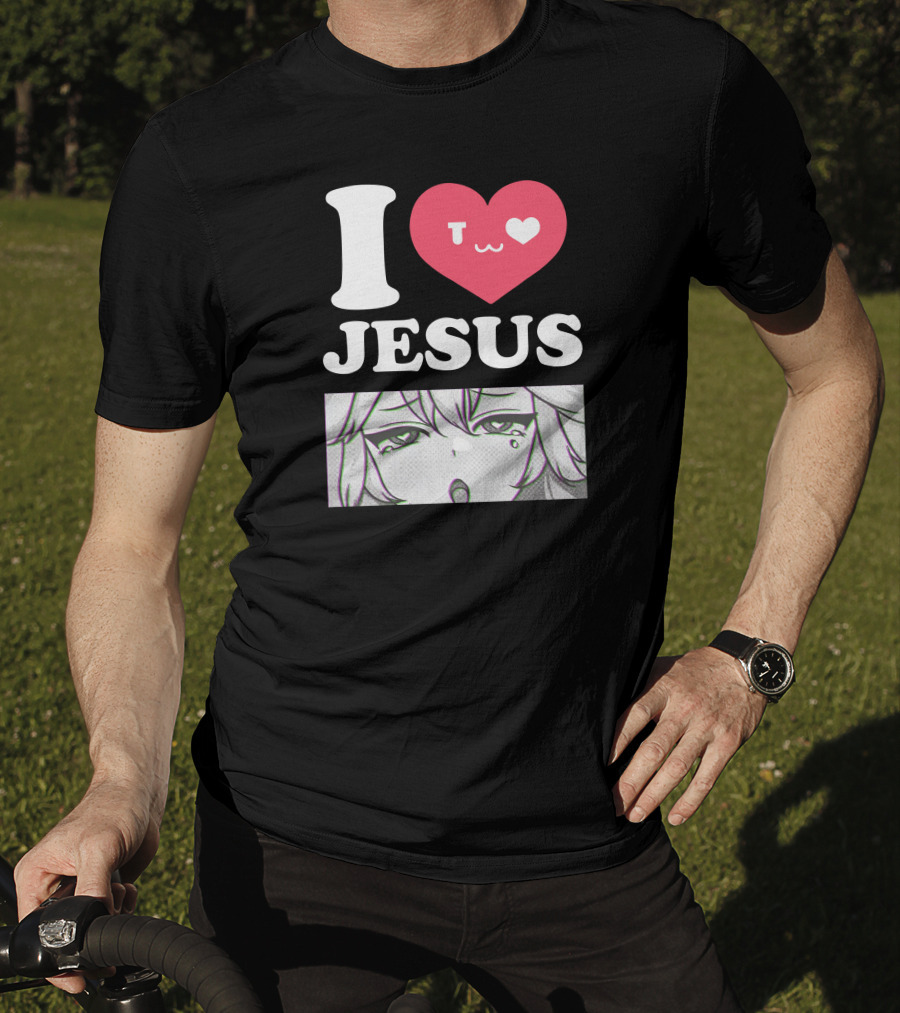 Vshojo I Love Jesus Heart Anime Face UwU Expression T-Shirt