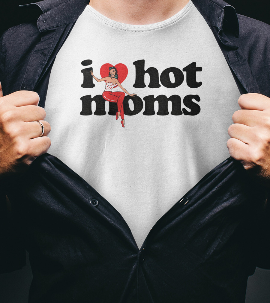 Danny Duncan I Heart Hot Moms Retro Style White T-Shirt