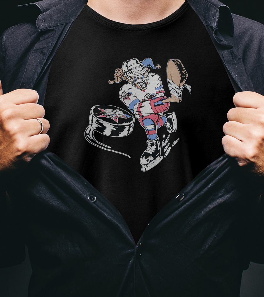 The Garden Hockey Animated Jester Player With Hockey Stick And Puck T-Shirt