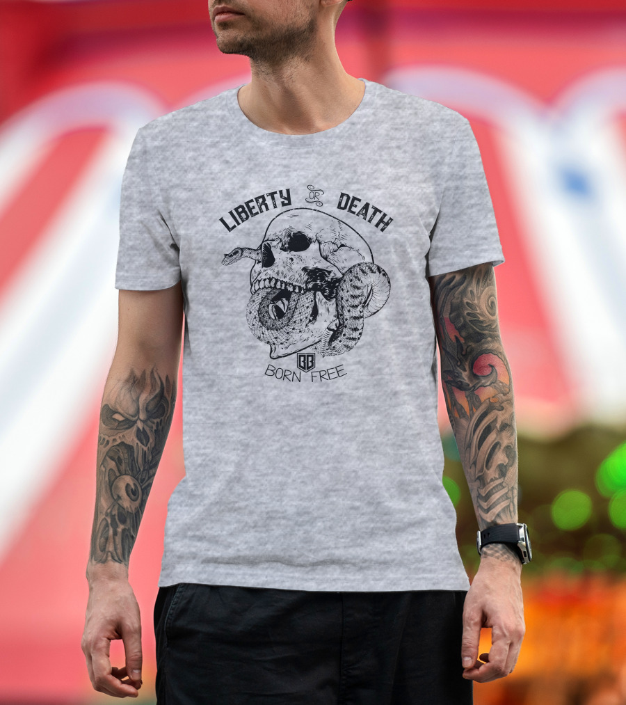 Liberty Or Death Born Free Skull and Snake Bunker Branding 2.0 T-Shirt