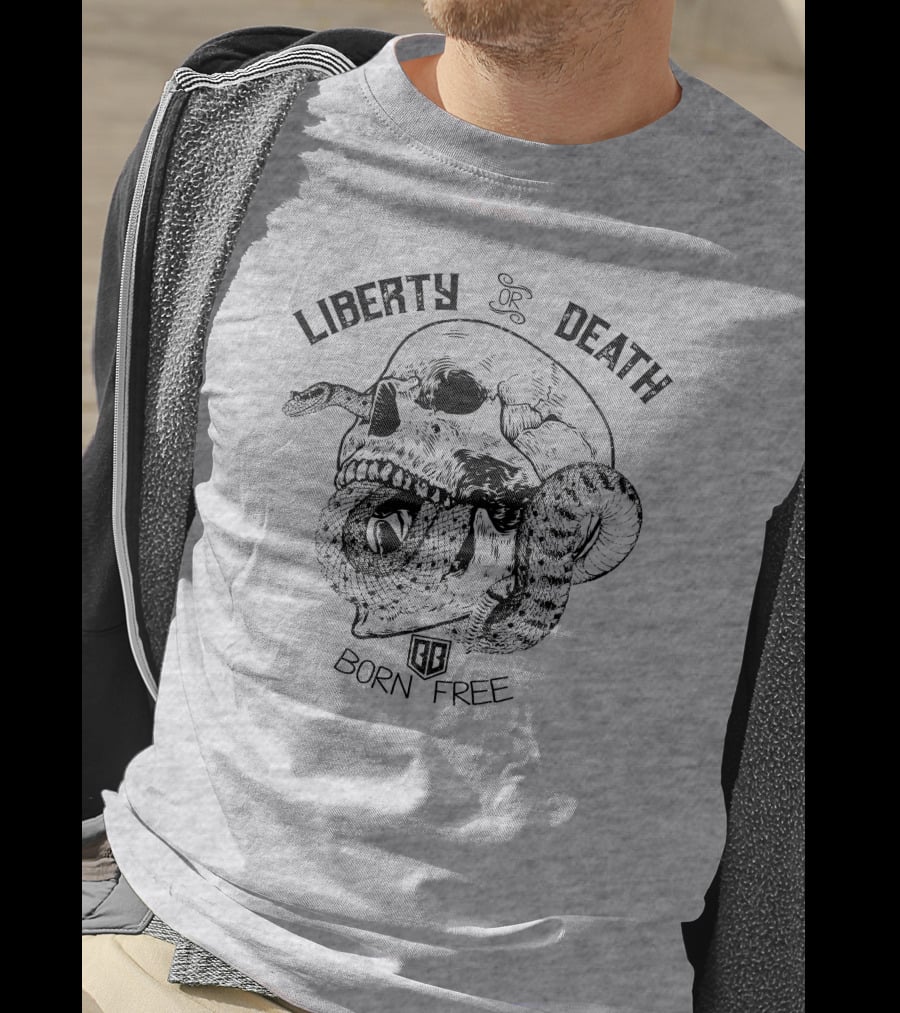 Liberty Or Death Born Free Skull And Snake Bunker Branding 2.0 T-Shirt