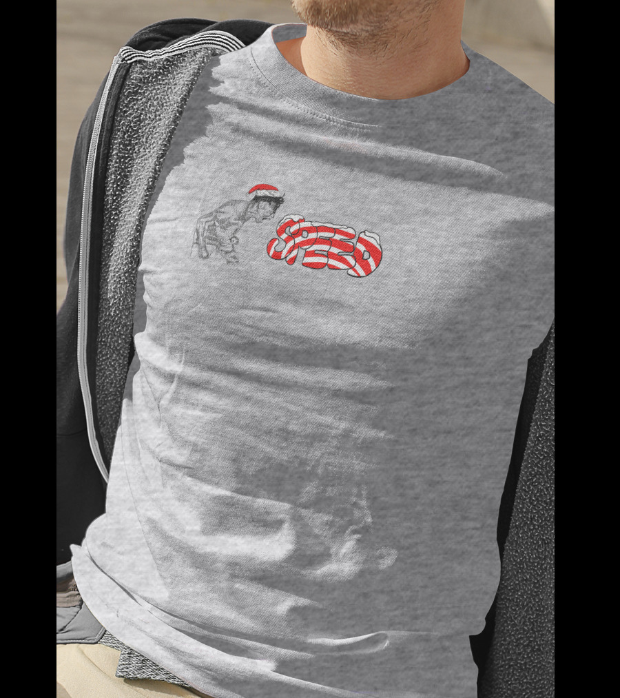 Speed Santa Hat Black White Red T-Shirt
