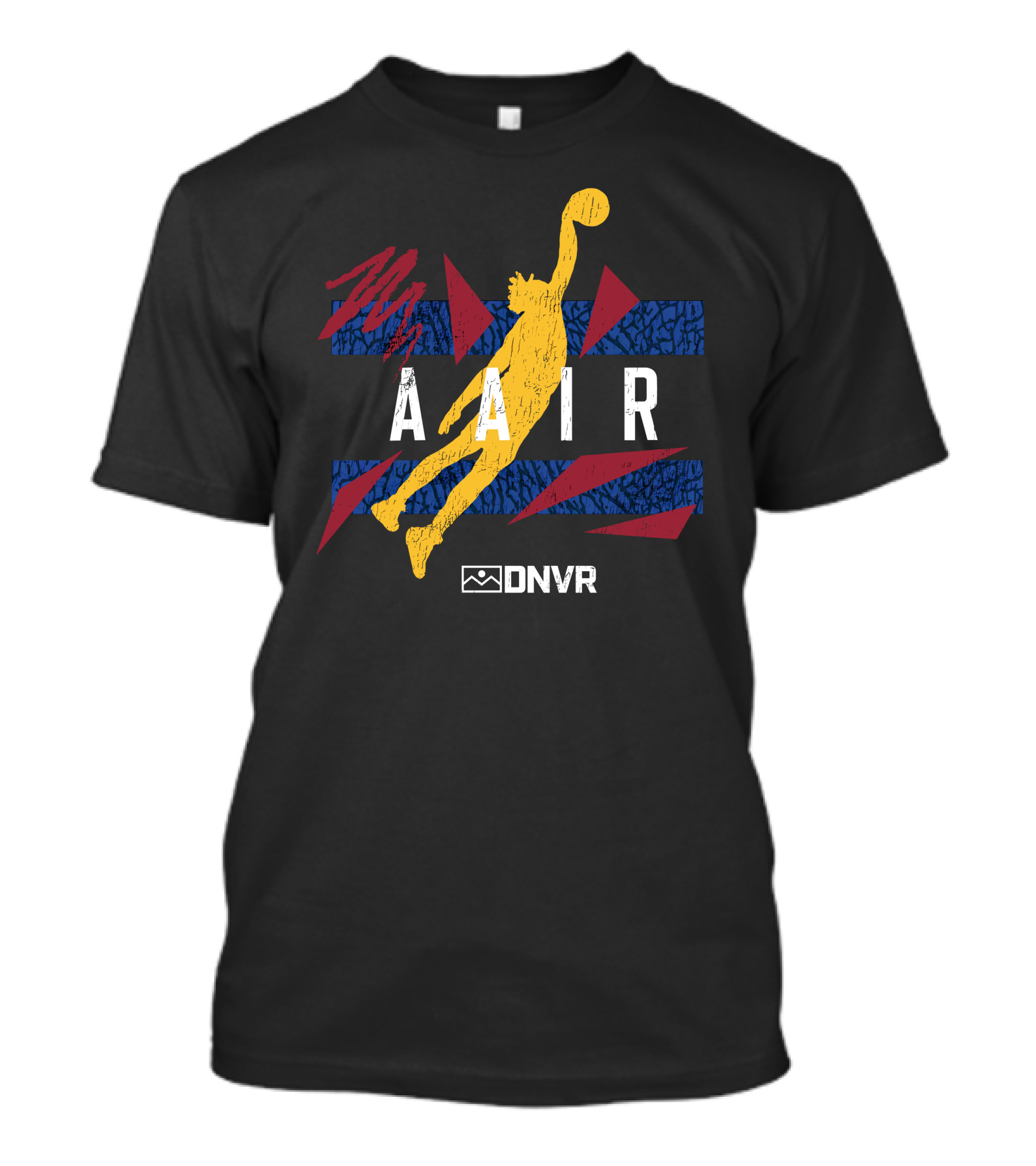 AAIR AG Basketball Jump With Blue And Red Geometric Elements T-Shirt