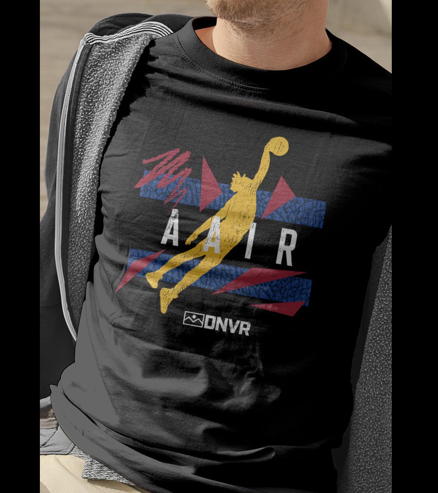 AAIR AG Basketball Jump With Blue And Red Geometric Elements T-Shirt