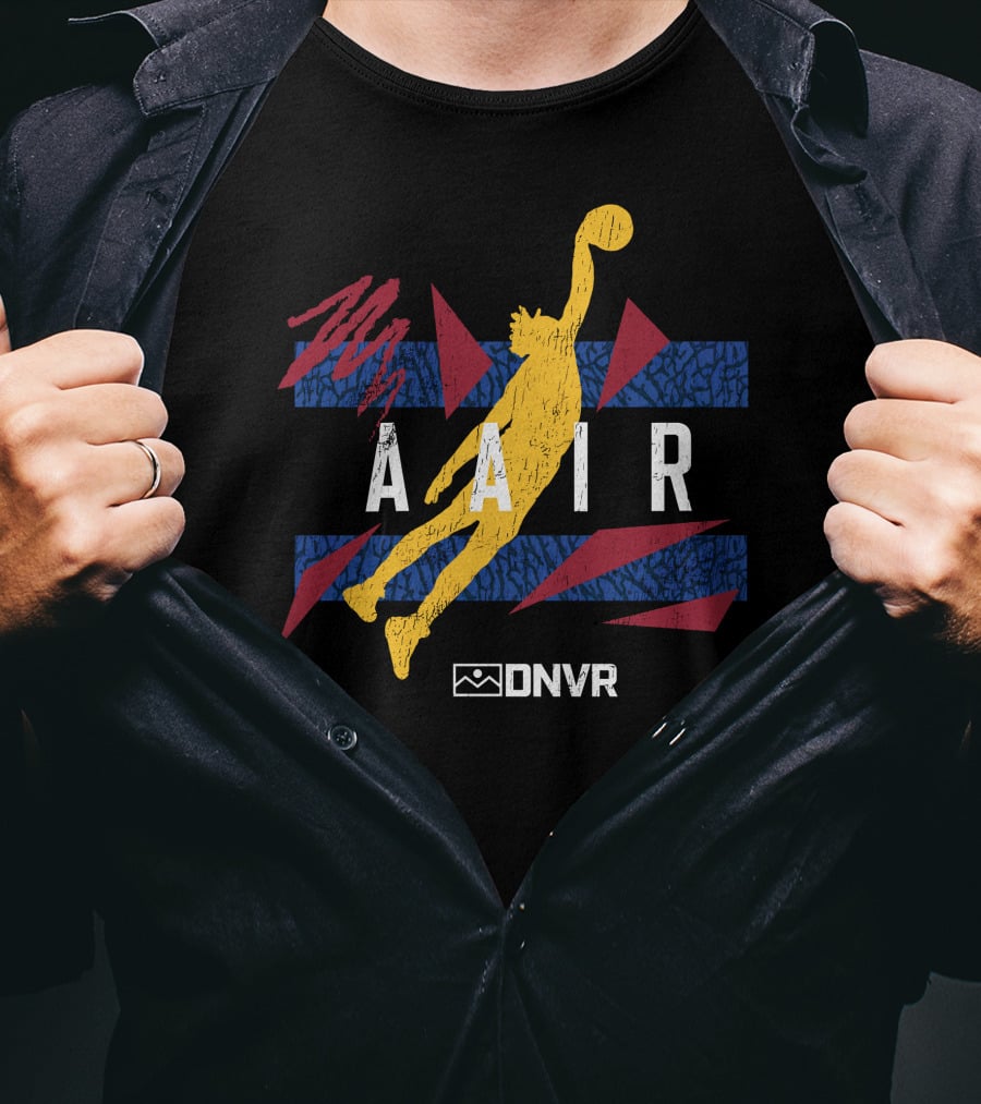 AAIR AG Basketball Jump With Blue And Red Geometric Elements T-Shirt