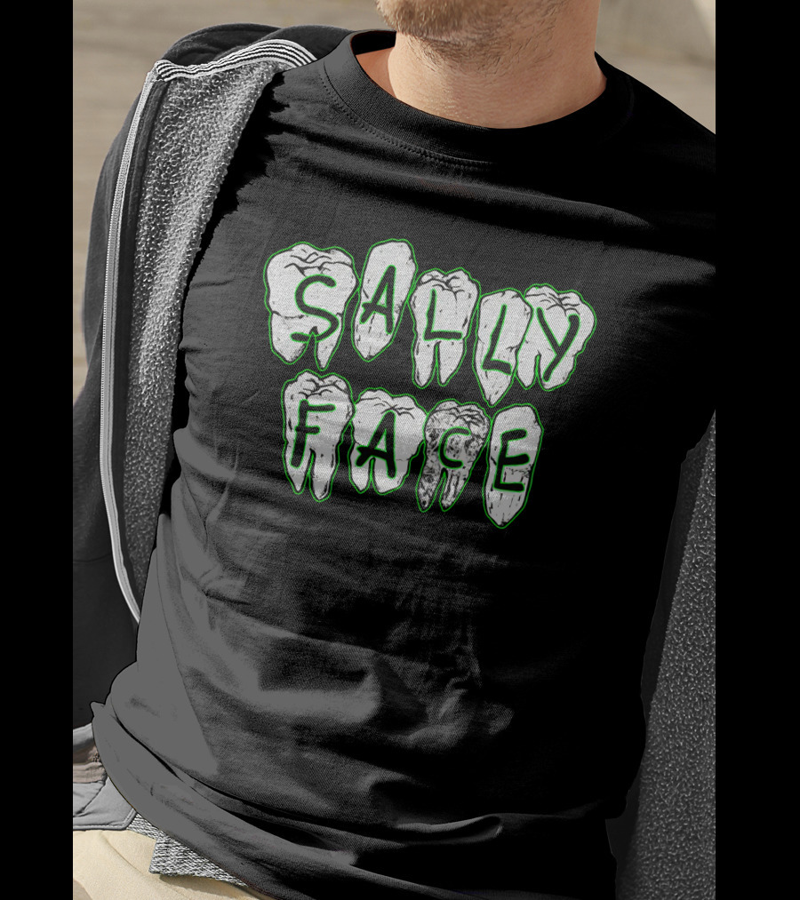 Sally Face Teeth Graphic Horror Letters T-Shirt