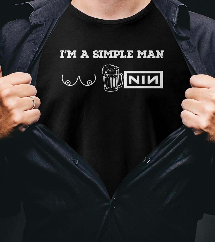 I'm A Simple Man I Like Mountain Biking Beer Dogs T-Shirt