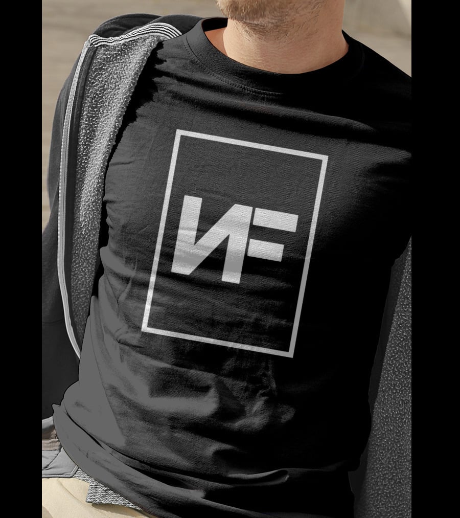 NF Logo Black And White Rectangular Frame T-Shirt