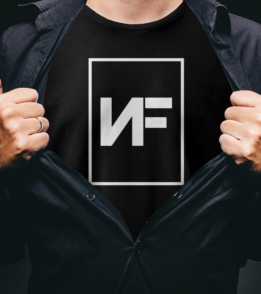 NF Logo Black And White Rectangular Frame T-Shirt