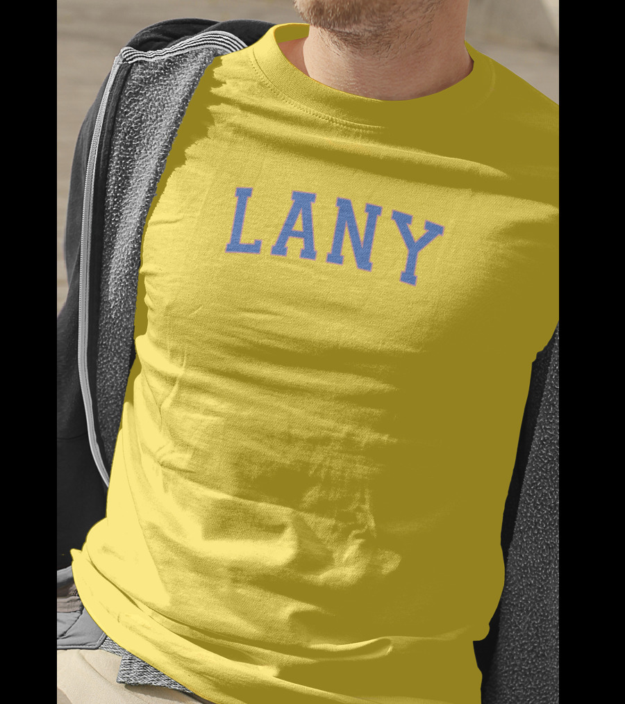 Lany Blue Lettering On Yellow Varsity Crewneck T-Shirt