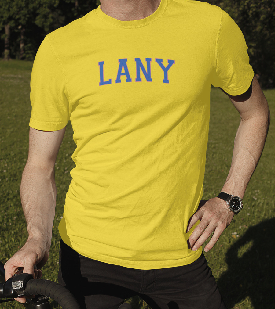 Lany Blue Lettering On Yellow Varsity Crewneck T-Shirt