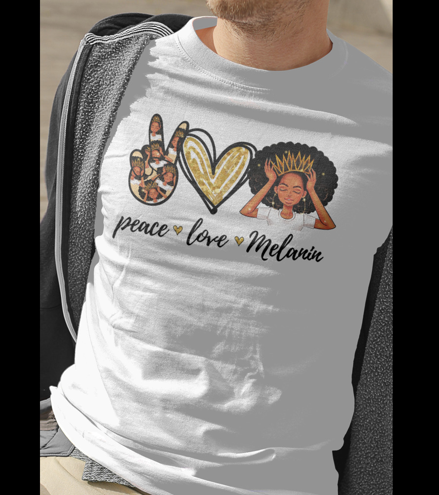 Peace Love Melanin Black Lives Matter Human Rights Equality Empowerment Icons T-Shirt