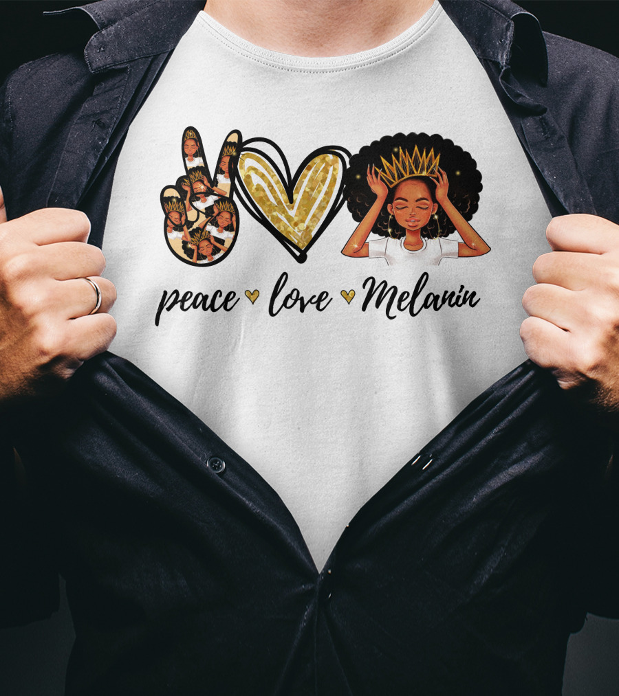 Peace Love Melanin Black Lives Matter Human Rights Equality Empowerment Icons T-Shirt