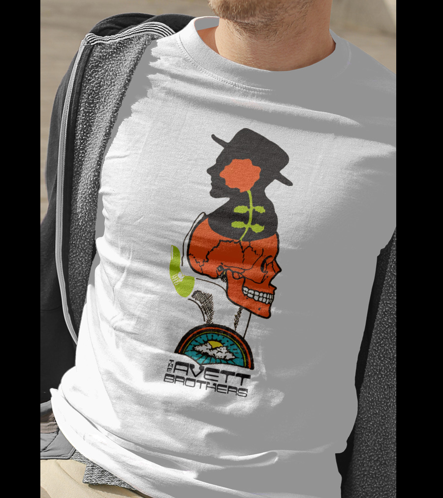 Avett Brothers Merch Skull Flower Hat Sunburst T-Shirt