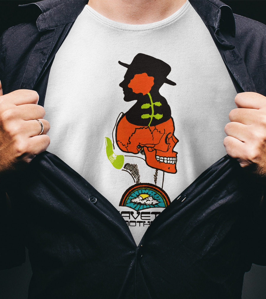 Avett Brothers Merch Skull Flower Hat Sunburst T-Shirt