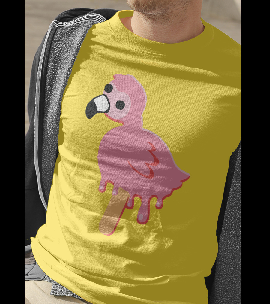 Mrflimflam Flamingo Popsicle Design Yellow Background T-Shirt